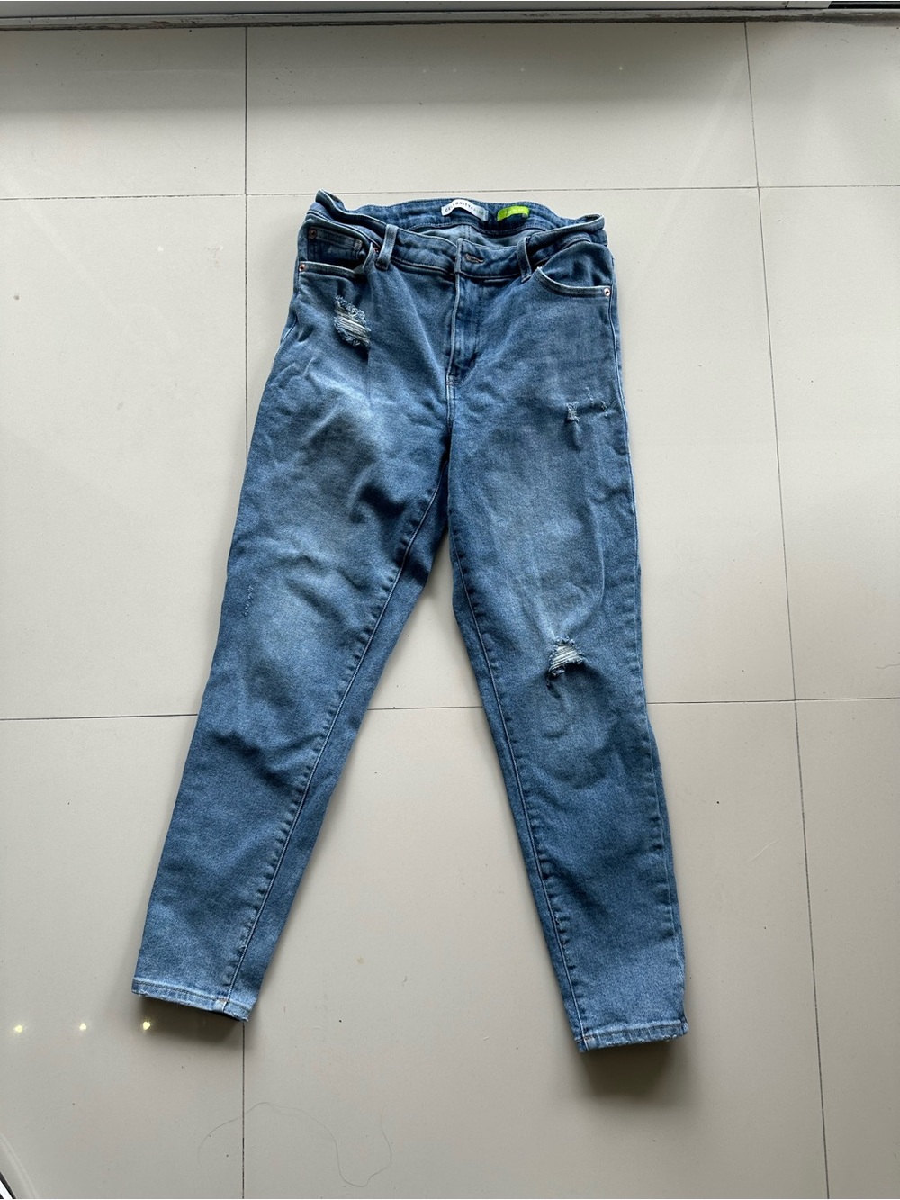 Celebrity Pink Light Blue Distressed Boyfriend Jeans